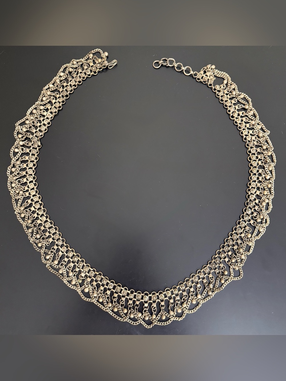 Vintage Boho Bellydance Tibet Heart Bell Silvertone Belt